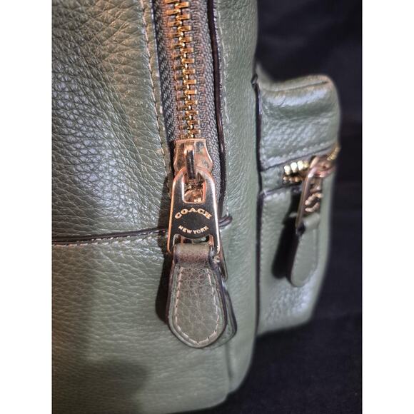 COACH Bag 30550 Backpack Pebbled Leather Medium Women's - Rare Green Authentic - Picture 4 of 16